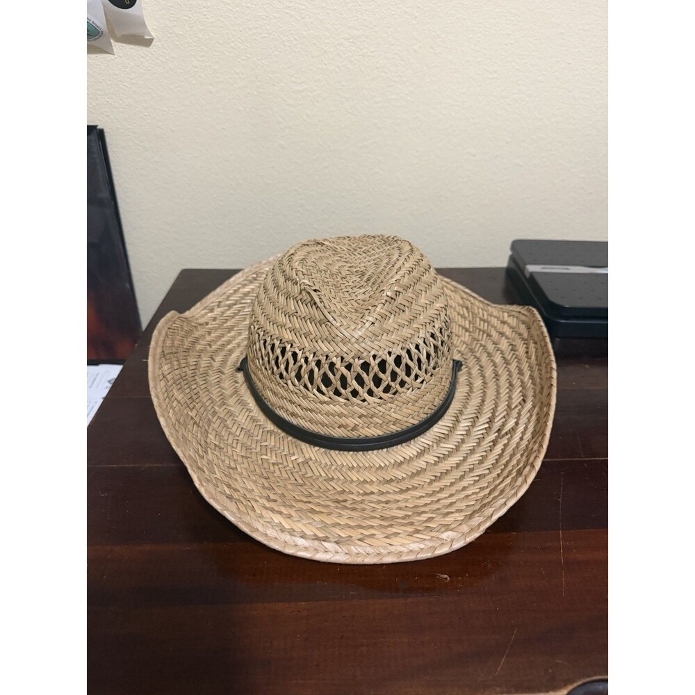 Dorfman Pacific Men's Cowboy Straw Hat Natural Fibers Brown Band Size Large/XL